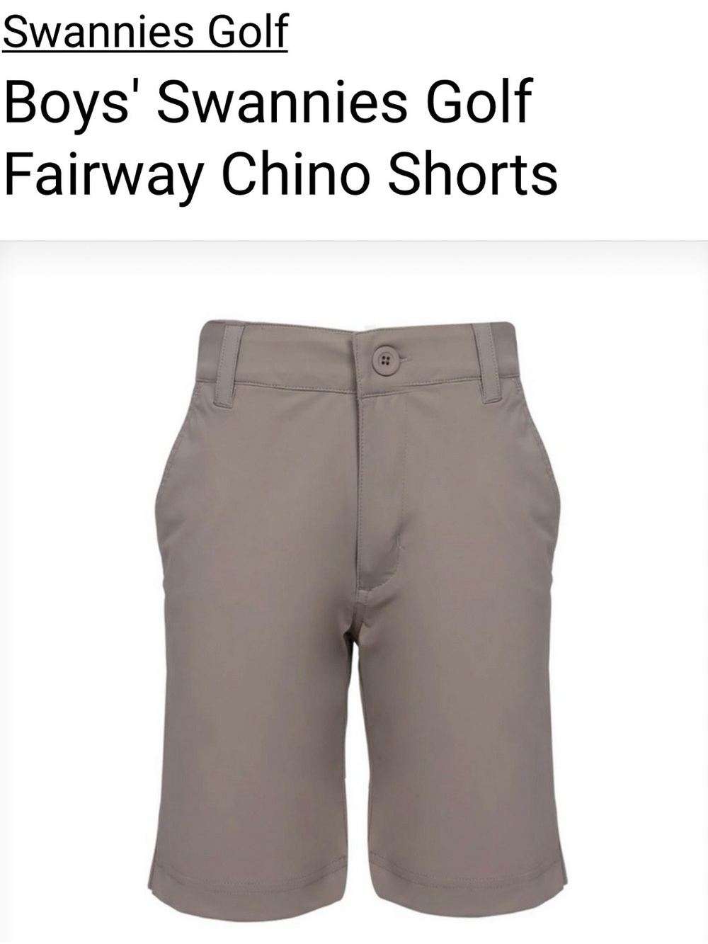 Swannies Golf Boys' Fairway Chino Shorts - Taupe
